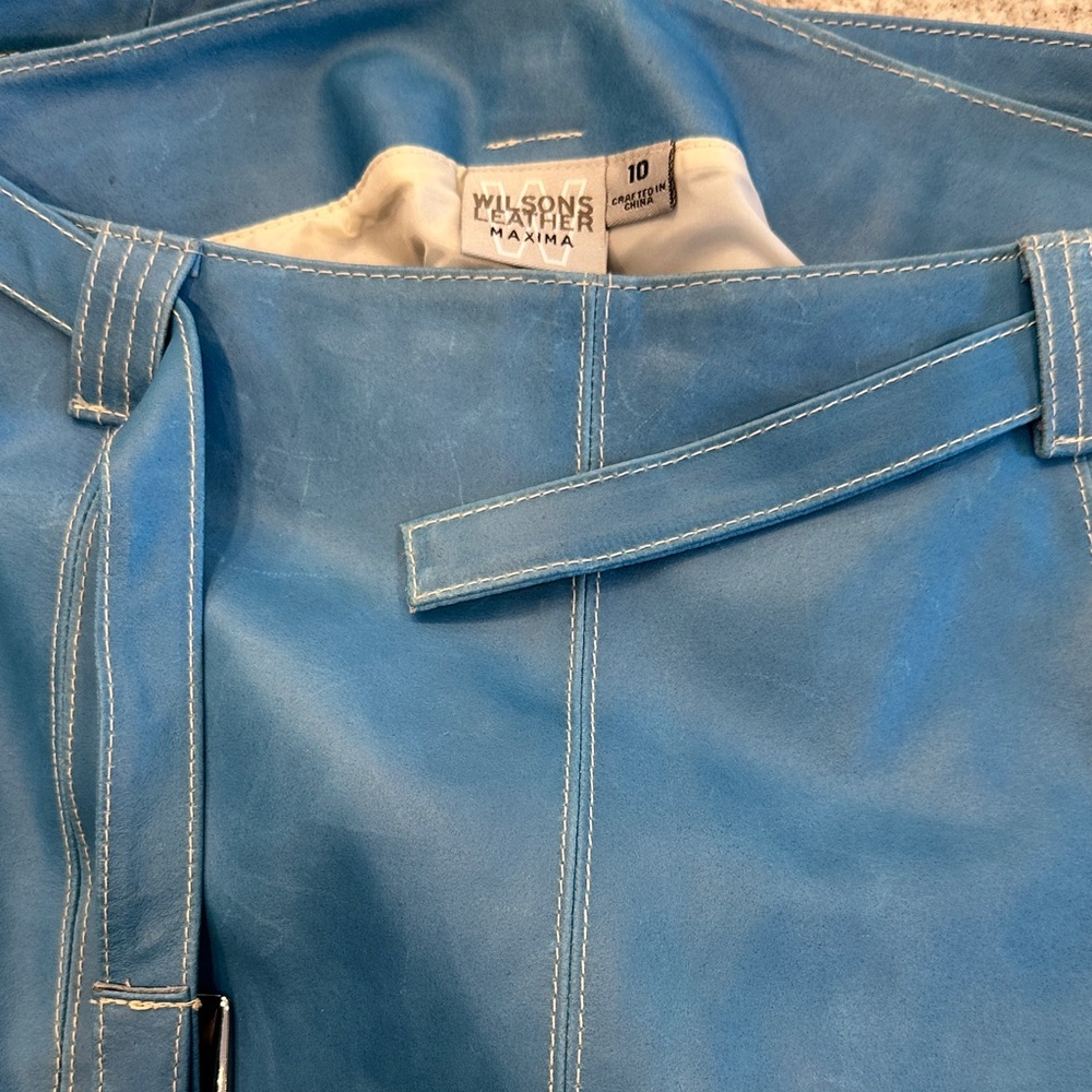 Wilsons Leather Sky Blue Belted Skirt